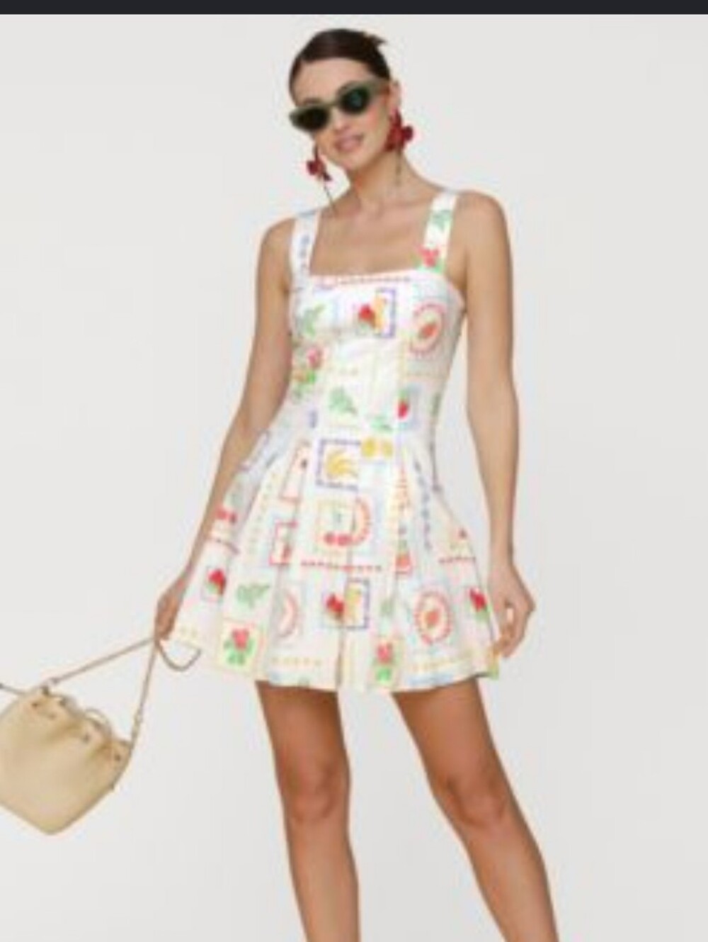 Avec Les Filles With The Girls Fruit Print Cotton Mini Dress 12 NWT $129 Party